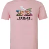 pink funny marijuana t-shirt featuring two very old women smoking marijuana that says HIGH, How Are Ya?