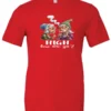 red funny marijuana t-shirt featuring two very old women smoking marijuana that says HIGH, How Are Ya?
