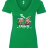 green funny marijuana v-neck t-shirt featuring two very old women smoking marijuana that says HIGH, How Are Ya?