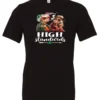 black 420 t-shirt featuring two elegant very old women with elegant hats, smoking marijuana and it says high standards