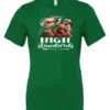 green 420 t-shirt featuring two elegant very old women with elegant hats, smoking marijuana and it says high standards