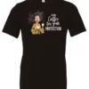 black coffee quote t-shirt featuring a disheveled woman in pajamas with two cups of coffee it says I drink coffee for your protection