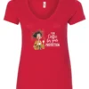 red coffee quote v-neck t-shirt featuring a disheveled woman in pajamas with two cups of coffee it says I drink coffee for your protection