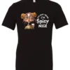black sarcastic t-shirt featuring a rasta woman with two orange dreadlock hair buns and green glasses holding a glass of liquor saying I'm not mean, I’m spicy nice