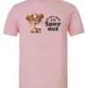 pink sarcastic t-shirt featuring a rasta woman with two orange dreadlock hair buns and green glasses holding a glass of liquor saying I'm not mean, I’m spicy nice