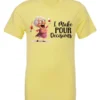 yellow funny alcohol t-shirt featuring a drunk grandma holding a glass of cocktail each hand and it says I make pour decisions
