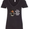 black sarcastic quote v-neck t-shirt featuring a young black girl with two hair buns, and mad face saying it’s a beautiful day to leave me alone