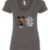 gray sarcastic quote v-neck t-shirt featuring a young black girl with two hair buns, and mad face saying it’s a beautiful day to leave me alone