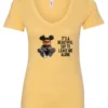 yellow sarcastic quote v-neck t-shirt featuring a young black girl with two hair buns, and mad face saying it’s a beautiful day to leave me alone