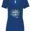 blue plant lover v-neck tshirt with the quote it’s not hoarding if it's plants