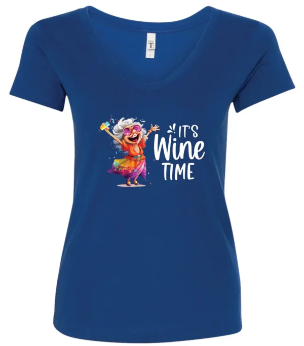 Viralfindings: It's Wine Time V-Neck T-Shirt Graphic Humor Tee