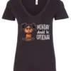 black sarcastic graphic v-neck t-shirt featuring a young black girl with two hair buns, angry face and arms crossed saying Monday should be optional