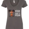 gray sarcastic graphic v-neck t-shirt featuring a young black girl with two hair buns, angry face and arms crossed saying Monday should be optional