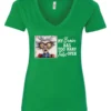 green sarcastic humor v-neck t-shirt featuring a disheveled old woman, with a look of astonishment and red glasses saying my brain has too many tabs open