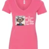 pink sarcastic humor v-neck t-shirt featuring a disheveled old woman, with a look of astonishment and red glasses saying my brain has too many tabs open