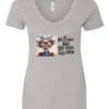 silver sarcastic humor v-neck t-shirt featuring a disheveled old woman, with a look of astonishment and red glasses saying my brain has too many tabs open