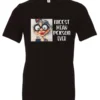 black funny sarcastic t-shirt featuring an old woman with red lips, big black glasses and a charming face saying nicest mean person ever