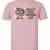 pink funny sarcastic t-shirt featuring an old woman with red lips, big black glasses and a charming face saying nicest mean person ever