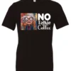 black sarcastic coffee t-shirt featuring a disheveled woman with glasses and open mouth it says no talkie before coffee