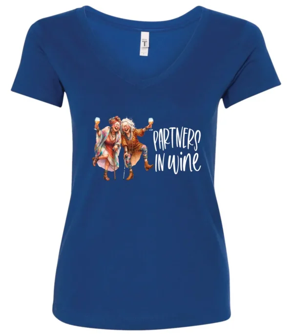 Partners In Wine V-Neck T-Shirt Graphic Humor T-Shirt Viralfindings