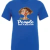 blue sarcasm lover t-shirt featuring a young girl, with long brown hair and a face of contempt saying people, not a big fan