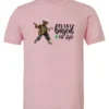 pink marihuana t-shirt featuring a black old woman dancing and it says plant based life style