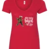 red marihuana v-neck t-shirt featuring a black old woman dancing and it says plant based life style