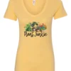 yellow funny plant lover v-neck t-shirt with three flower pots with the quote plant junkie