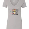 silver garden humor v-neck t-shirt with a watering can used as a flower pot, it has many different flowers and a quote saying sorry i can't, my plants need me