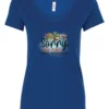 blue funny plant v-neck t-shirt with two flower pots and a wheelbarrow with the quote sorry, i have plants this weekend