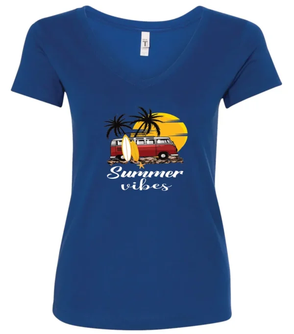 ViralFindings Summer Vibes V-Neck T-Shirt, Funny Unisex Vacation Graphic Tee