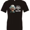 black funny sarcastic t-shirt featuring a very happy, smiling old woman with white hair and big blue glasses, saying that’s a terrible idea, what time?