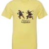 yellow tequila t-shirt featuring two dancing black rasta grandmas wearing glasses with the quote ‘Trust me, you can dance – Tequila