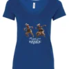 blue tequila v-neck t-shirt featuring two dancing black rasta grandmas wearing glasses with the quote ‘Trust me, you can dance – Tequila