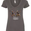 gray tequila v-neck t-shirt featuring two dancing black rasta grandmas wearing glasses with the quote ‘Trust me, you can dance – Tequila