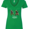 green tequila v-neck t-shirt featuring two dancing black rasta grandmas wearing glasses with the quote ‘Trust me, you can dance – Tequila
