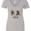 silver tequila v-neck t-shirt featuring two dancing black rasta grandmas wearing glasses with the quote ‘Trust me, you can dance – Tequila
