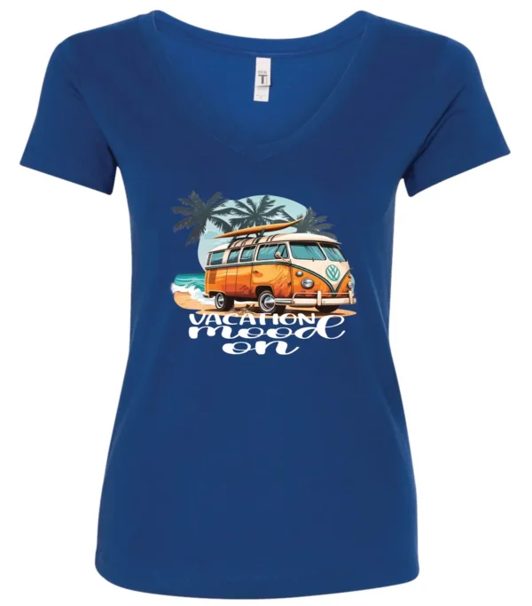 Funny Vacation Mood On Graphic V-Neck T-Shirt for Travel and Beach Lovers