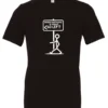 black funny sarcasm t-shirt featuring a black stick human figure walking to the left saying when nothing is right, go left