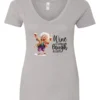 silver funny wine v-neck t-shirt featuring an old woman laughing with white hair glasses and two glasses of wine, with the quote wine a little, laugh a lot