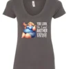 gray sarcastic alcohol v-neck t-shirt featuring a fat woman drinking a cocktail and it says you look like I need another drink.