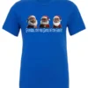 blue funny santa t- shirt featuring three black grandpa dressed as santa claus and it says grandpa the real santa of the family