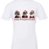 white funny santa t- shirt featuring three black grandpa dressed as santa claus and it says grandpa the real santa of the family