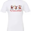 white naughty santa t-shirt featuring three drunk santa claus running that says pour decisions with santa