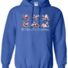 blue drunk santa hoodie featuring six drunk santa claus with the beer in both hands and says all I want for Christmas...