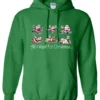 green drunk santa hoodie featuring six drunk santa claus with the beer in both hands and says all I want for Christmas...
