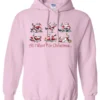 pink drunk santa hoodie featuring six drunk santa claus with the beer in both hands and says all I want for Christmas...