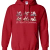 red drunk santa hoodie featuring six drunk santa claus with the beer in both hands and says all I want for Christmas...