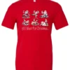 red drunk santa t- shirt featuring six drunk santa claus with the beer in both hands and says all I want for Christmas…