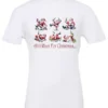 white drunk santa t- shirt featuring six drunk santa claus with the beer in both hands and says all I want for Christmas…